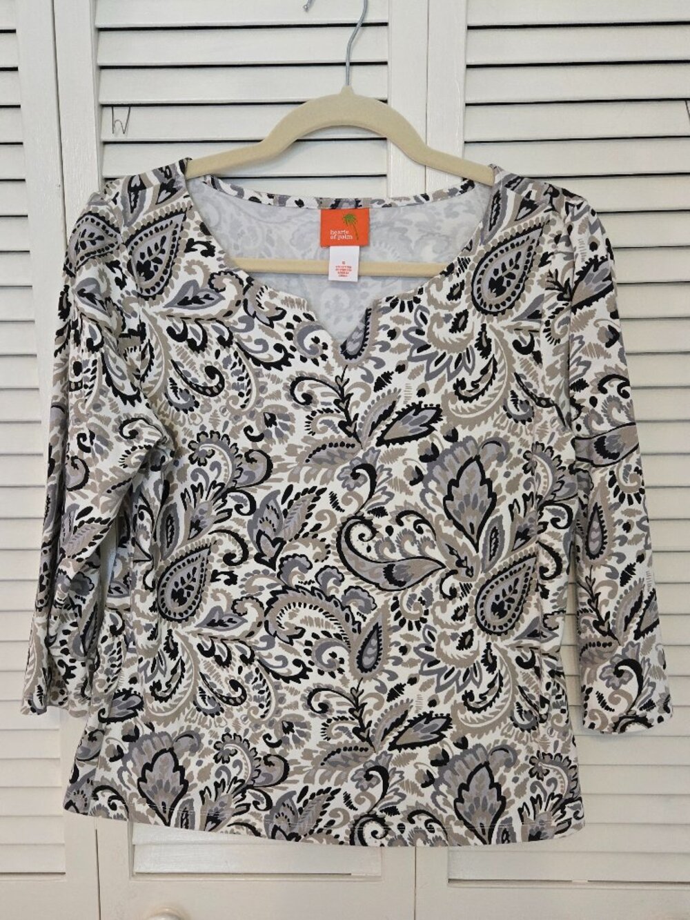 Hearts of Palm 3/4 Sleeved Top - Size S